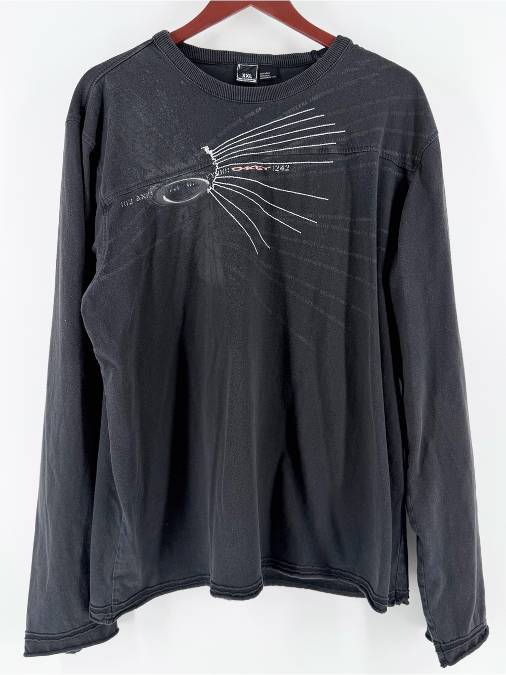 Vintage Oakley Software Cyber Tech Graphic Long Sleeve Shirt XXL Black FA06 Y2K